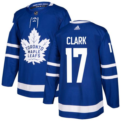 Adidas Men Toronto Maple Leafs 17 Wendel Clark Blue Home Authentic Stitched NHL Jersey